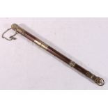 King's officer's staff or truncheon with metal mounts,