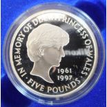 United Kingdom. £5 crown. 1997 Princess Diana. Silver Proof. Cased.