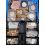 Box of mixed coins.