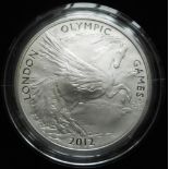 United Kingdom. Ten pounds. 2012. London Olympic Games. Silver Proof. (5 oz.) Cased.