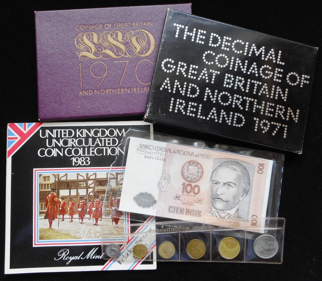 United Kingdom. Specimen sets 1970, 1971. Cased. 1983 B.UNC. collection, cased.