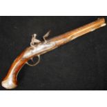 Flintlock Belgian holster pistol. Bt Claude Nequette, liege rusted. 28.