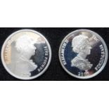 United Kingdom. 2 x £5 crown set in Silver Proof. Depicting error minting. Cased.
