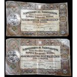 Banknote. Switzerland. 5 francs, 1911-14 issue. 16 Oktober 1947. Both Fine.