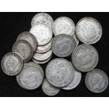 Small collection of pre-1947 silver coins. Condition Report. 144.5gm.