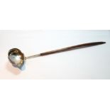 Silver toddy ladle with wood handle, maker not clear, 1794.