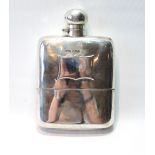 Silver spirits flask with detachable cup by Dixons, Sheffield 1917, 10oz.