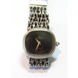 Lady's Omega De Ville silver bracelet watch, 1976. Condition Report Crystal is good.