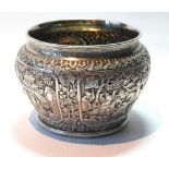 Chinese silver bowl of ogee baluster shape and good gauge with nicely chased and engraved panels