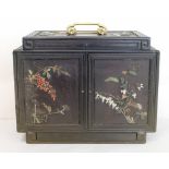 19th or early 20th century Oriental hardwood table top cabinet of rectangular form with inlaid