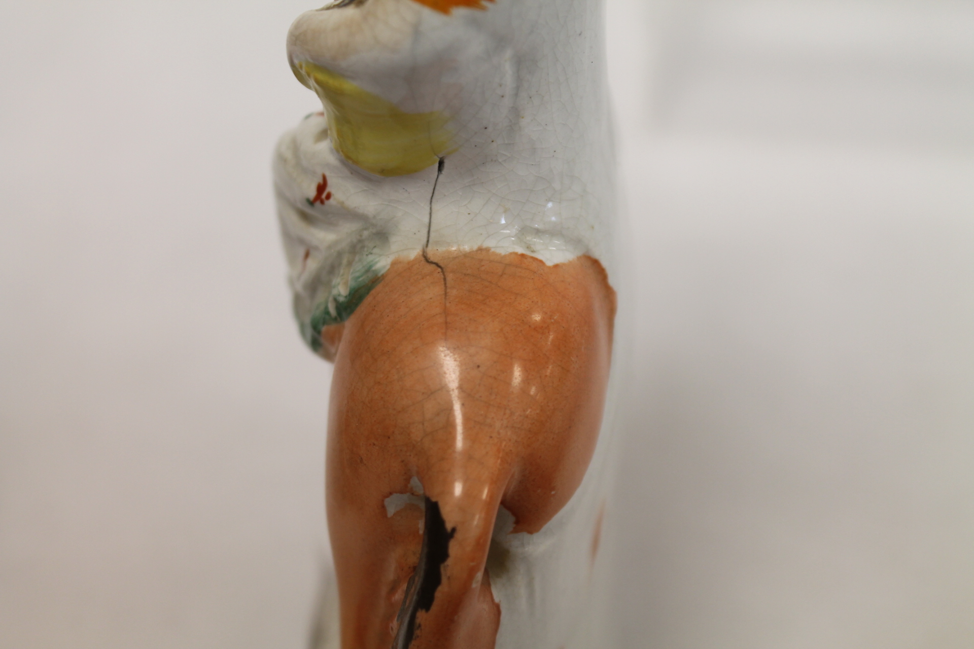 19th century Staffordshire figure of a young girl with basket of flowers riding sidesaddle, 19. - Image 10 of 10