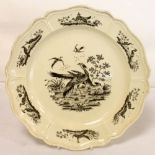 18th century Liverpool printed creamware plate of lobed form,