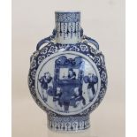 Late 19th century Chinese blue & white porcelain moon flask,