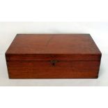 Late 19th/early 20th century mahogany box of plain rectangular form with twin swing handles,
