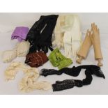 Small collection of various late 19th/early 20th century lady's gloves in kid & silk,