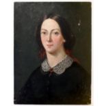 19TH CENTURY ENGLISH SCHOOL. Portrait of a lady. Oil on panel. 50cm x 38cm.