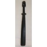 Papua New Guinea Massim hardwood war club of tapered spatula form with pierced blunt end,