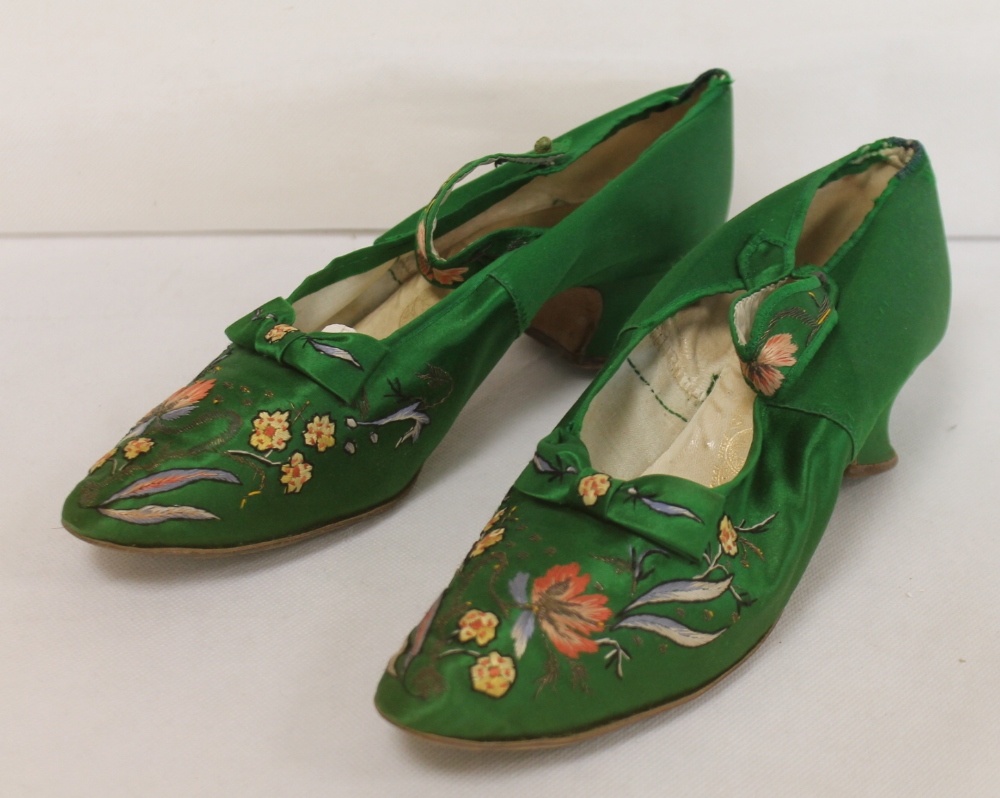 Pair of late 19th century Monquignon, Paris, emerald green silk lady's ...