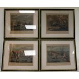 Set of four 19th century colour engravings "The First Steeple-Chase On Record", engraved by J.