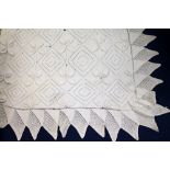 Large Victorian or Edwardian white cotton crocheted bedspread,