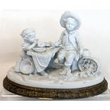 Late 19th/early 20th century Rudolstadt-Volkstedt German white bisque porcelain figure group of two