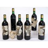 Six bottles of Bordeaux red wine, Chateaux Haut Batailley, Pauillac. Labels in poor condition. (6).