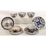 Collection of nine 18th century Chinese tea bowls & saucers,