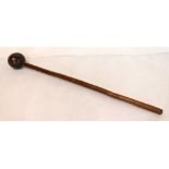 Antique tribal wooden throwing club or knobkerrie, the ball knop on plain shaft, 64cm long.