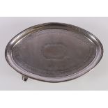 George III silver card tray of oval shape, London 1789/1809 makers Henry Chawner, 18cm wide 119g.