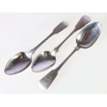 Pair of dessert spoons of fiddle pattern by Alex Cameron and another G.