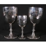 Three Walker and Hall silver plated prize cups for the Linlithgow and Stirlingshire hunt including