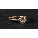 Diamond solitaire ring with old-cut brilliant, approximately .6ct.