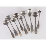 Nine condiment spoons, Perth various mostly R Keay one with Edinburgh mark for 1810.