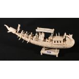 Early 20th Century Indian ivory carving of a boat of elaborate design and bird figure head