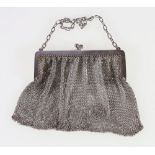 Scottish silver mesh evening purse the cantle stamped 925, 1989 makers RC,