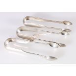 Sugar tongs of fiddle pattern by Alex Cameron Dundee, another similar Peter Ross,