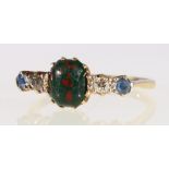18ct gold and platinum diamond and agate set dress ring, size S, 2.