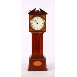 Apprentice type miniature grandfather longcase clock in mahogany and marquetry case with Roman