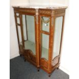 Victorian Kingswood marble topped breakfront display cabinet,