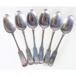 Set of six spoons, fiddle pattern by William Jamieson c1820, Aberdeen,