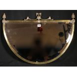 Art Nouveau half moon mirror, with flame finials patented design, registration number 713997,
