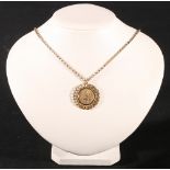 9ct gold neck chain with 9ct gold St. Christopher pendant, 12.