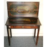 Victorian mahogany fold-over tea table, the interior painted with Edinburgh Castle panels,