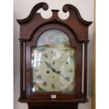 James Leithhead longcase grandfather clock with painted dial in an oak case.