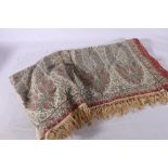 Fine Kashmir Paisley shawl with central cream field, one sided with added side borders,