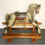 Victorian handpainted rocking horse with head tilted to right hand side,