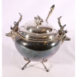Scottish silver plated soup tureen and ladle,