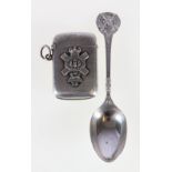 Edward VII Boer war period silver vesta with Queen's Own Cameron Highlanders badge,