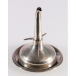 Wine funnel with detachable ring and three neck supports with stand with raised centre,