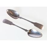 Pair of tea spoons, fiddle pattern by Pozzi and Stewart , Elgin, c1820.